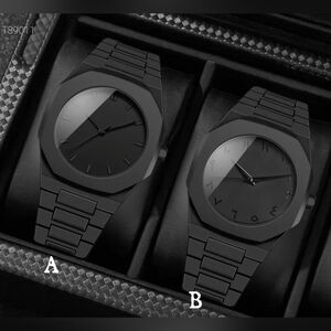 Matte black Minimalist quartz watches, 2 styles, price each